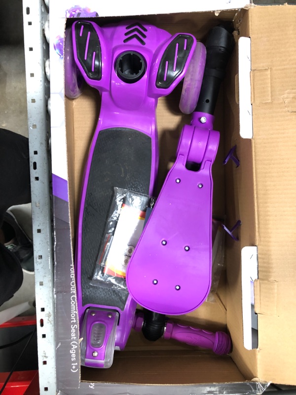 Photo 2 of 3 Wheeled Scooter for Kids - Stand & Cruise Child/Toddlers Toy Folding Kick Scooters w/Adjustable Height, Anti-Slip Deck, Flashing Wheel Lights, for Boys/Girls 2-12 Year Old - Hurtle HURFS56 Purple