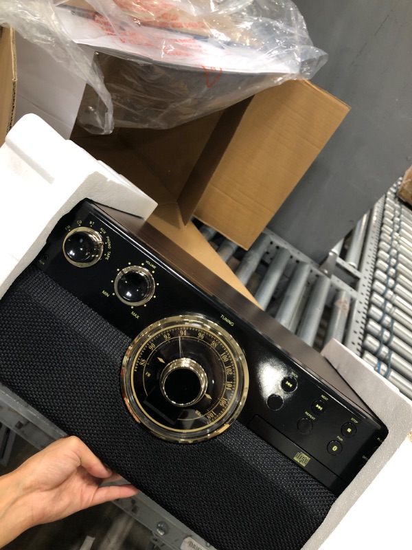 Photo 1 of Victrola Empire Mid-Century 6-in-1 Turntable with 3 Speed Record Player, Bluetooth Connectivity, Radio, Cassette and CD Player (Espresso) Espresso Record Player