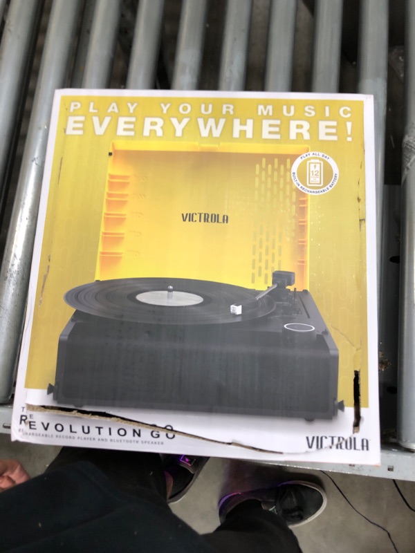 Photo 2 of Victrola Revolution GO 3-Speed Bluetooth Portable Rechargeable Record Player with Built-in Speakers | Yellow VSC-750SB-YEL Yellow Record Player