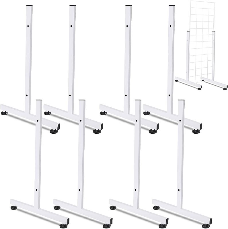 Photo 1 of 4 Pairs Wire Grid Display Legs Gridwall T Base Rectangular Tube Leg Wire Wall Grid Support Grid Panel Base Gridwall Accessories for 2 Feet Wire Grid Wall Display or Slatted Panels (White)
