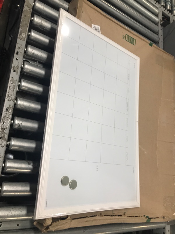 Photo 1 of U Brands Magnetic Dry Erase Calendar Board, 20 x 30 Inches, White Wood Frame (2075U00-01) & Low Odor Magnetic Double Ended Dry Erase Markers with Erasers, Bullet Tip, Assorted Colors, 6-Count 30'' x 40'' Board + Erase Markers