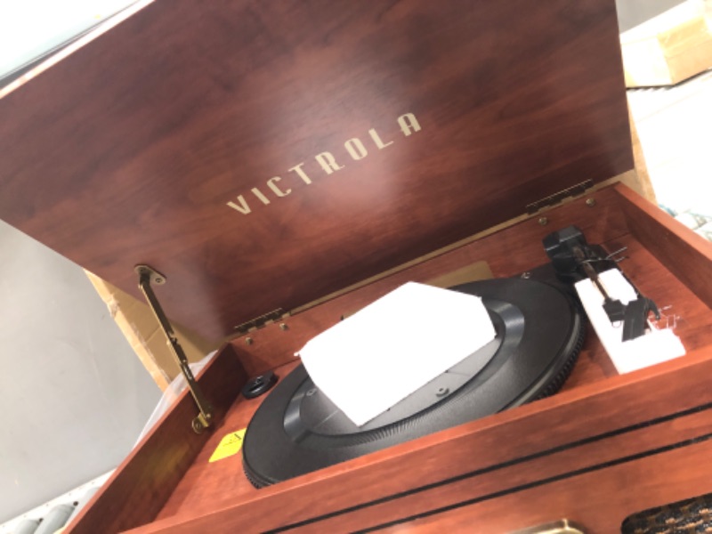 Photo 4 of **DAMAGED**
Victrola 8-in-1 Bluetooth Record Player & Multimedia Center, Built-in Stereo Speakers - Turntable, Wireless Music Streaming, Real Wood | Mahogany