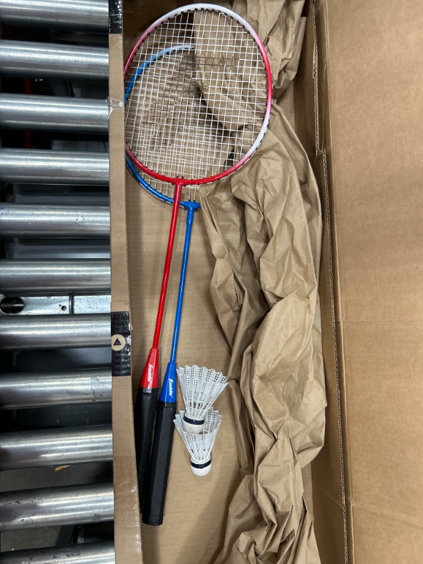 Photo 2 of Franklin Sports 2 Player Badminton Replacement Set - 2 Badminton Racquets and 2 Shuttlecocks - Adults and Kids Backyard Game - Red, Blue, Stars, One Size
