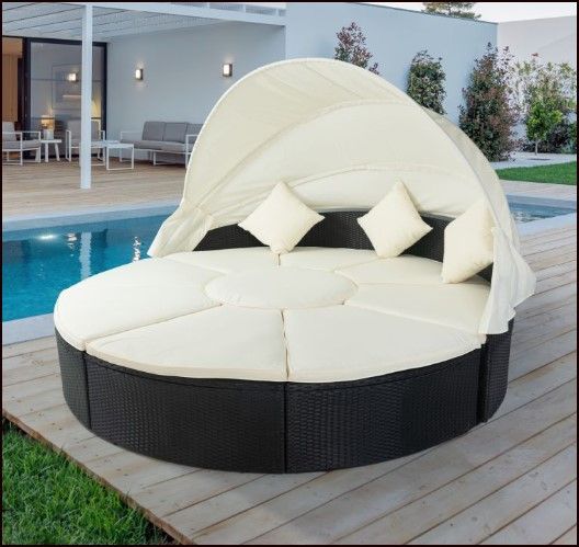 Photo 1 of *incomplete box 1 of 4* EELIFEE | Outdoor Patio Round Daybed with Retractable Canopy W329S00024

