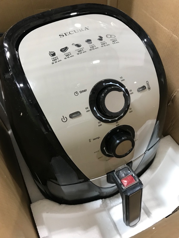 Photo 2 of *DAMAGED PARTS ONLY* Secura Air Fryer XL 5.3 Quart 1700-Watt Electric Hot Air Fryers Oven Oil Free Nonstick Cooker w/Additional Accessories, Recipes, BBQ Rack & Skewers for Frying, Roasting, Grilling, Baking (Gray) 5.3 Quart gray