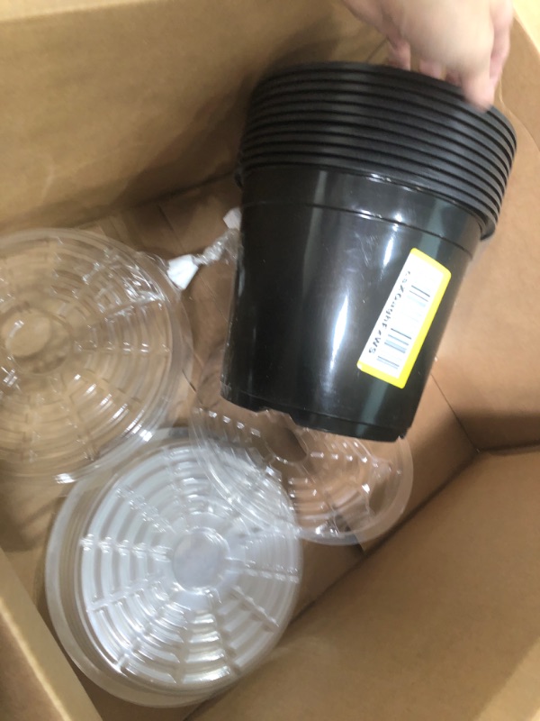 Photo 1 of 10 Count Black Circular Planters with Clear Lids