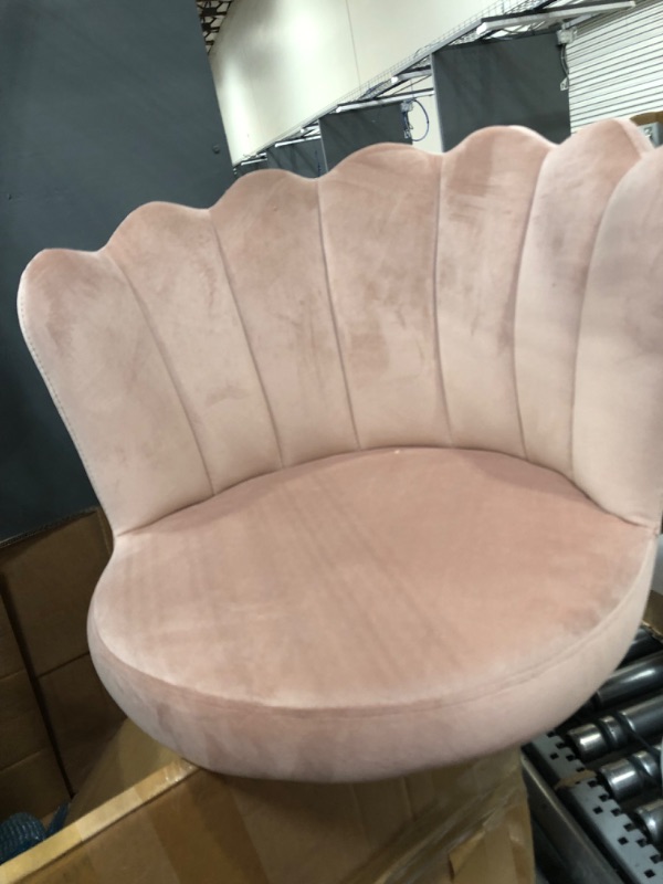 Photo 2 of * item incomplete * USED* ITEM HAS TEAR* 
Pink Velvet Upholstered Adjustable Hight Swivel Shell Task Chair
