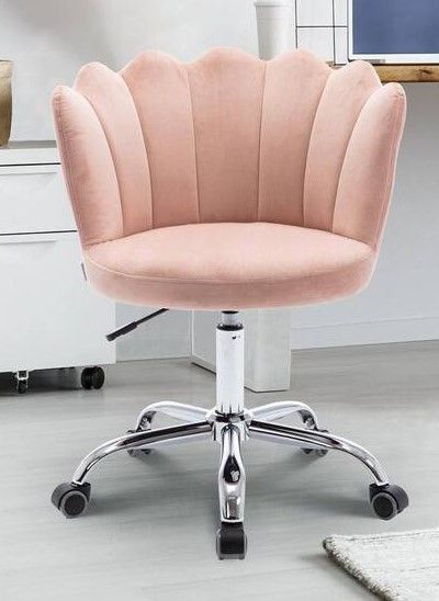 Photo 1 of * item incomplete * USED* ITEM HAS TEAR* 
Pink Velvet Upholstered Adjustable Hight Swivel Shell Task Chair
