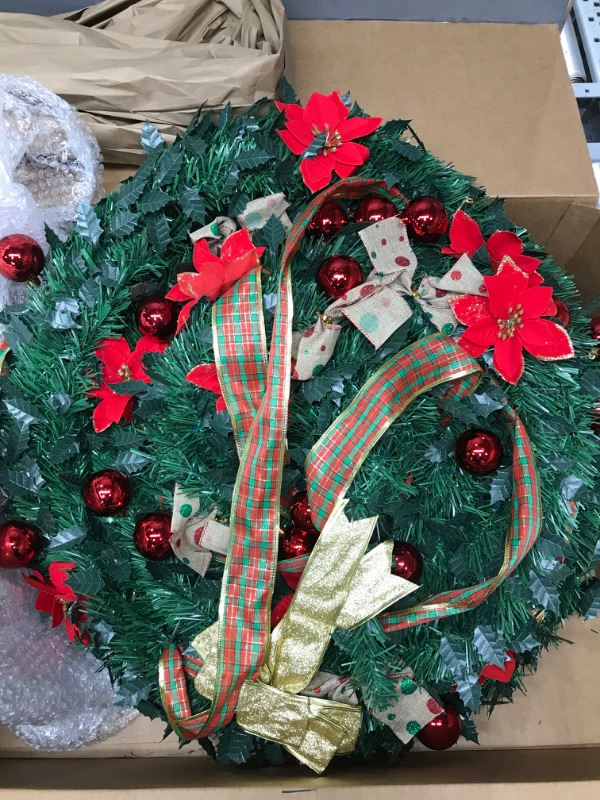 Photo 2 of 
Photo for Reference Only***Adeeing 18 Inch Christmas Wreath for Front Door, Christmas Door Wreath with Red and Green Ribbon Berries Pincones Red Ball Ornaments for Door Window Mantle...
Color:18 Inch Red Green