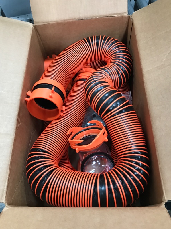 Photo 2 of Camco 21012 RhinoEXTREME 20ft RV Sewer Hose Kit | Includes Swivel Fitting and Translucent Elbow with 4-in-1 Dump Station Fitting | Storage Caps Included 20' Sewer Hose Kit Ships In Own Container