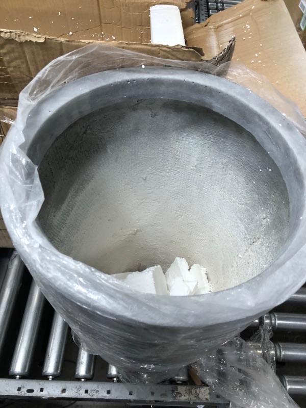 Photo 1 of **INCOMPLETE AND DAMAGED**Kante 23.6" H Natural Concrete Tall Planters (Set of 2), Large Outdoor Indoor Decorative Plant Pots with Drainage Hole and Rubber Plug, Modern Style for Home and Garden Natural Concrete 23.6"H x 2