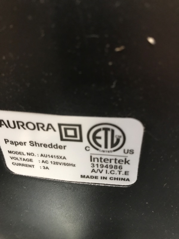 Photo 3 of Aurora AU1415XA 14-Sheet Crosscut Paper & SL16 Professional Grade Synthetic Shredder Oil, 16 Oz Flip-Top Leak Proof Bottle