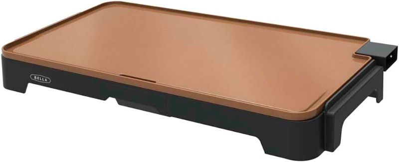 Photo 1 of **DAMAGE**BELLA XL Electric Ceramic Titanium Griddle, Make 15 Eggs At Once, Healthy-Eco Non-stick Coating, Hassle-Free Clean Up, Large Submersible Cooking Surface, 12" x 22", Copper/Black

