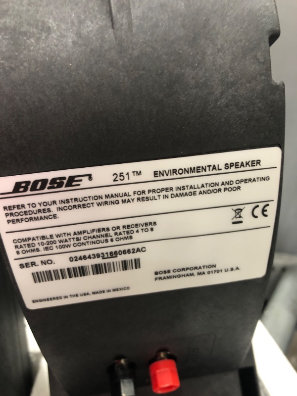 Photo 5 of Bose 251 Environmental Outdoor Speakers (Black) with Amazon Basics Speaker Wire - 14-Gauge, 99.9% Oxygen-Free Copper, 100 Feet Black w/ Speaker Wire