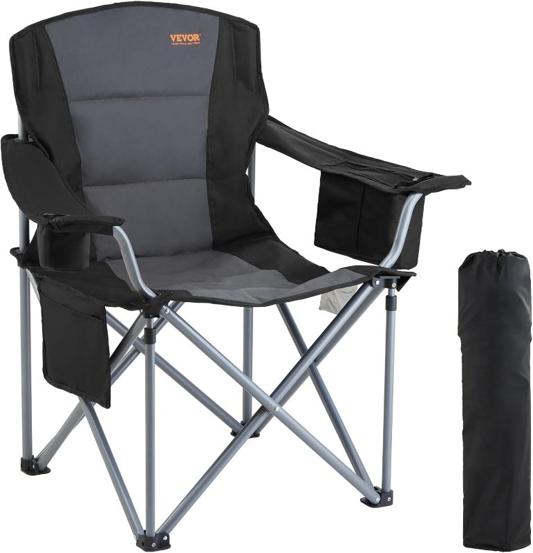 Photo 1 of 
Actual Chair Color is Different from Stock Photo**ALPHA CAMP Oversized Camping Folding Chair Heavy Duty with Cooler Bag Support 450 LBS Steel Frame Collapsible Padded Arm Quad Lumbar Back Chair Portable for...