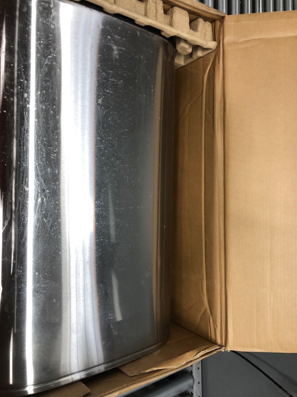 Photo 1 of Ninestars DZT-80-35 Automatic Touchless Infrared Motion Sensor Trash Can, 21 Gal 80L, Heavy Duty Stainless Steel Base (Oval, Silver/Brush Lid) Trashcan, SS