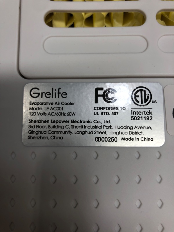 Photo 4 of *PARTS ONLY* *See Notes* Grelife Portable Evaporative Air Cooler, 3-IN-1 Oscillation Air Cooler