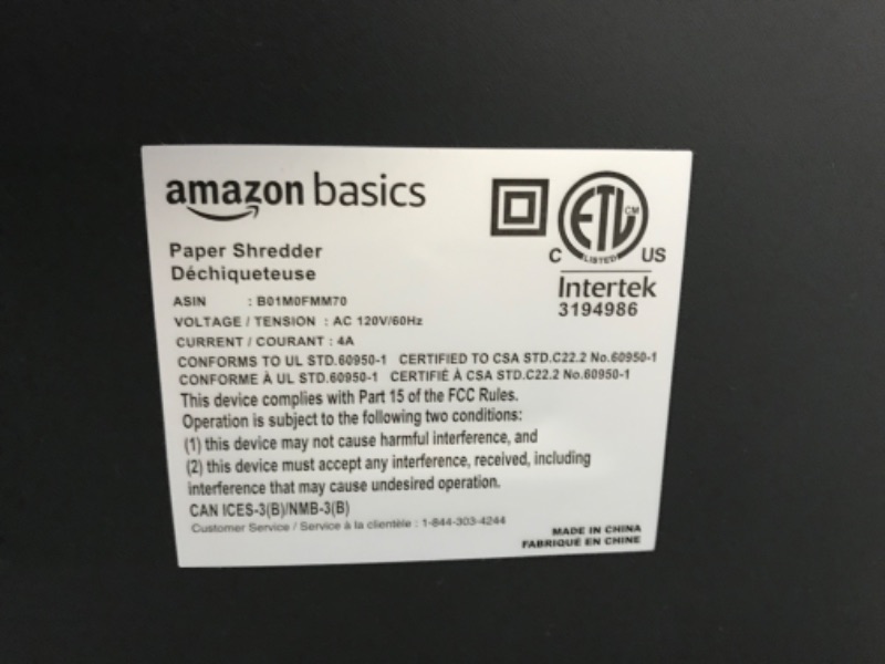 Photo 3 of Amazon Basics 15-Sheet Cross-Cut Paper, CD Credit Card Office Shredder 15 Sheet - original model Shredder