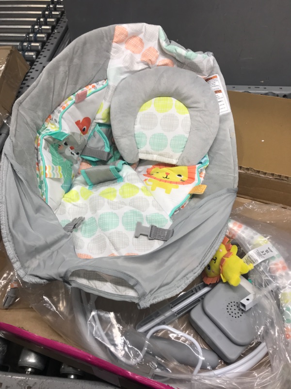 Photo 3 of Bright Starts Comfy Baby Bouncer Soothing Vibrations Infant Seat - Taggies, Music, Removable-Toy Bar, 0-6 Months Up to 20 lbs (Whimsical Wild)