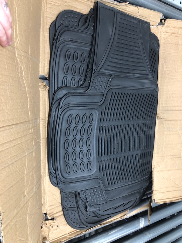 Photo 2 of BDK 3-Row ProLiner Original Heavy Duty 4pc Front & Rear Rubber Floor Mats for Car SUV Van (Fits 3rd Row Vehicles) - All Weather Protection Universal Fit (Black)