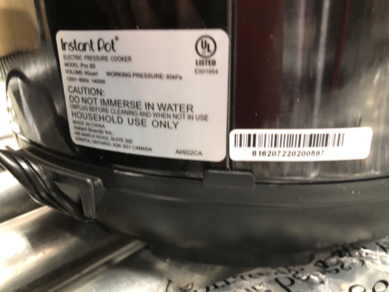 Photo 5 of **MISSING PARTS** Dented • Instant Pot Pro 10-in-1 Pressure Cooker Black, 8 Quart