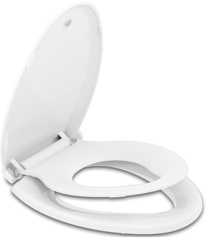 Photo 1 of Hibbent Potty Training Toilet Seat, Built-in Magnetic Seat, Lid with Cover, Never Loosen and Slow Close Convertible Toilet Seat for Kids, Adult and Child (White, Elongated)