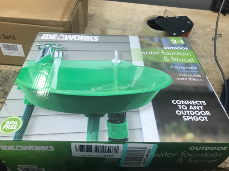 Photo 2 of 2-in-1 Outdoor Water Fountain and Faucet, Green