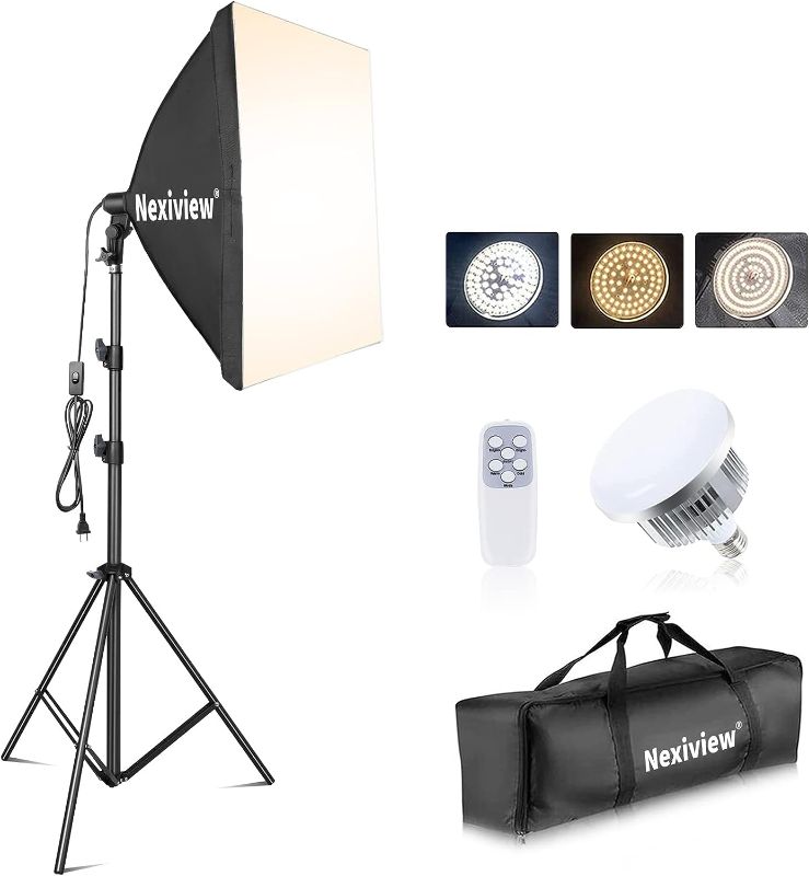 Photo 1 of *REVIEW NOTES* Nexiview Softbox Photography Lighting Kit, 27" x 27" Continuous Lighting Kit with 3 Color Temperature 85W 3000K-7500K Bulb, Photo Studio Lighting for Video Recording, Advertising Shooting
