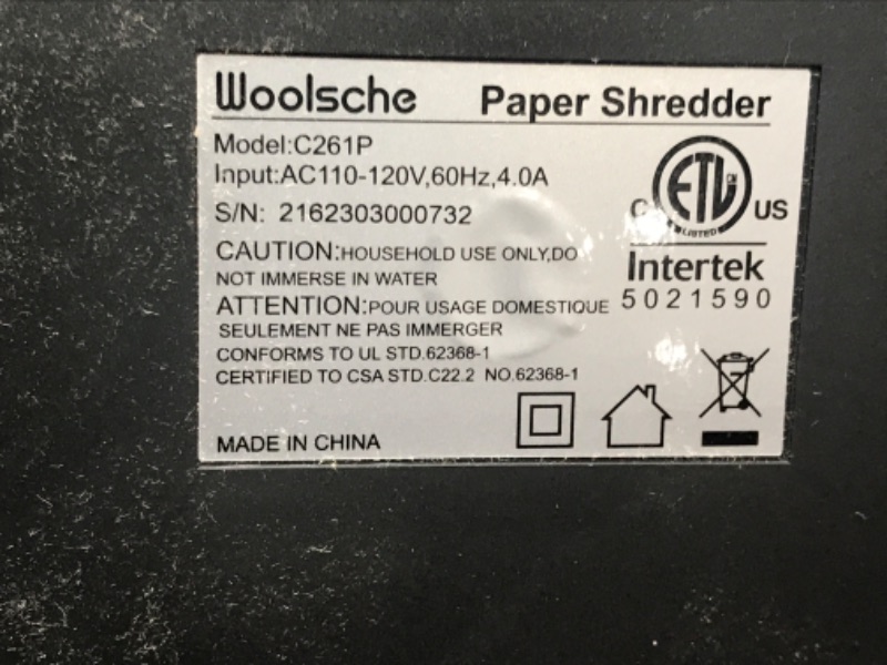 Photo 4 of Woolsche Paper Shredder, 18-Sheet Cross Cut with 7.93-Gallon Pull Out Basket, P-4 Security Level, 3-Mode Design Shred Paper and Credit Card, Durable&Fast with Auto Jam Proof System Shredder for Office
