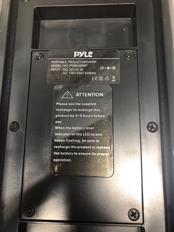 Photo 3 of ******MISSING CHARGING PORT ********Pyle 500 Watt Outdoor Portable BT Connectivity Karaoke Speaker System - PA Stereo with 8" Subwoofer, DJ Lights Rechargeable Battery Microphone, Recording Ability, MP3/USB/SD/FM Radio - PWMA325BT