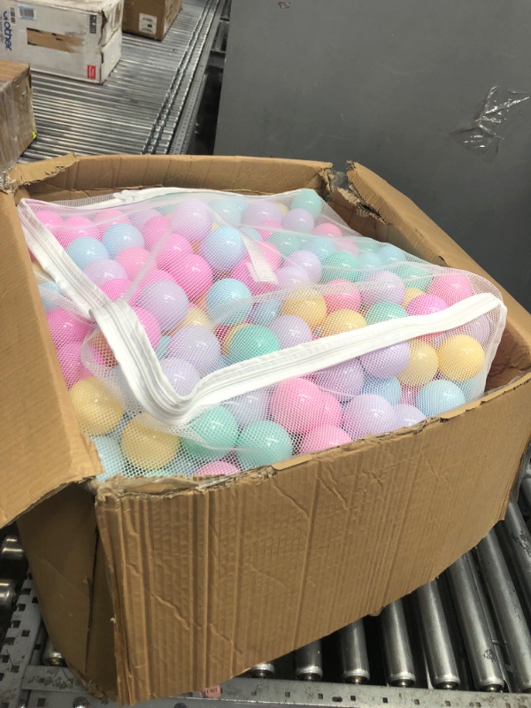 Photo 2 of Amazon Basics BPA Free Crush-Proof Plastic Ball Pit Balls with Storage Bag, Toddlers Kids 12+ Months, 6 Pastel Colors - Pack of 1000 6 Pastel Colors 1,000 Balls