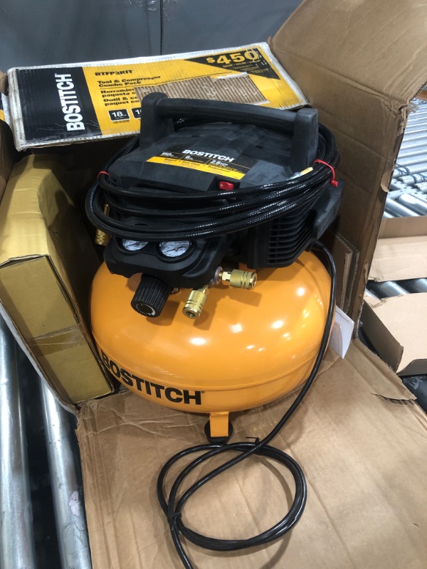 Photo 2 of BOSTITCH Air Compressor Combo Kit, 3-Tool (BTFP3KIT) & Finish Nails, Bright, 1-3/4-Inch, 16GA, 1000-Per Box (SB16-1.75-1M) Compressor w/ Nails, 1-3/4-Inch