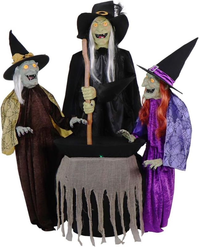 Photo 1 of 
Haunted Hill Farm Motion-Activated Wicked Sitchwick Sisters by SVI, Plug-in Talking Scare Prop Animatronic for Indoor or Covered Outdoor Creepy Halloween...