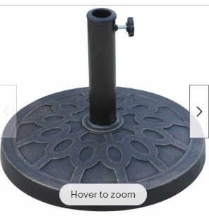 Photo 1 of 17.5" Round 32 lb Decorative Cast Stone Umbrella Base Holder Bronze Finish