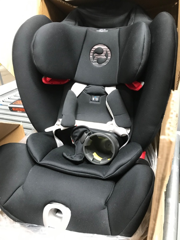 Photo 2 of CYBEX Eternis S with SensorSafe, Convertible Car Seat for Birth Through 120 Pounds, Up to 10 Years of Use, Chest Clip Syncs with Phone for Safety Alerts, Toddler & Infant Car Seat, Lavastone Black