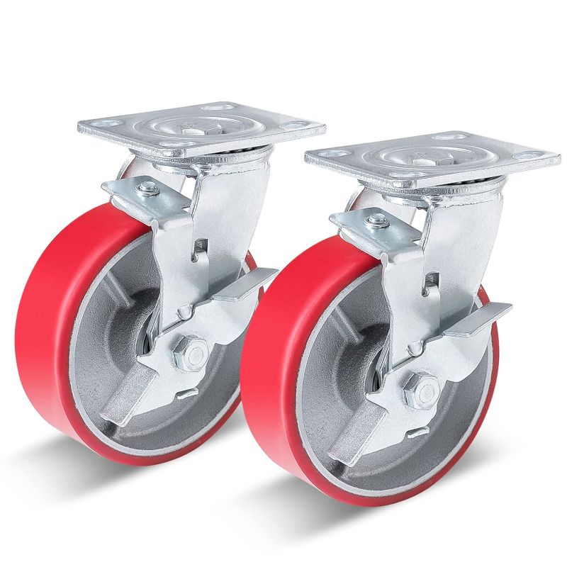 Photo 1 of 
6 Inch Industrial Casters Heavy Duty No Noise Polyurethane Wheel on Steel Hub, 1200 Lbs Load 
Number of Items:4
Style:Swivel with Brake