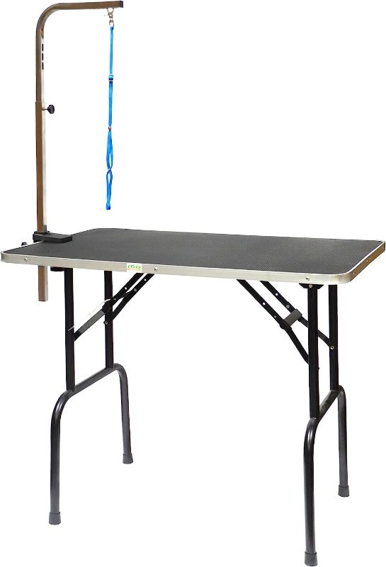Photo 1 of 
Go Pet Club 30-Inch Dog Grooming Table, Adjustable Arm Foldable Non-Slip Top, Rust-Proof, Waterproof, Warp-Free Trimming Table for Pets, Black
Size:30"L x 18" W x 32" H
Color:Black