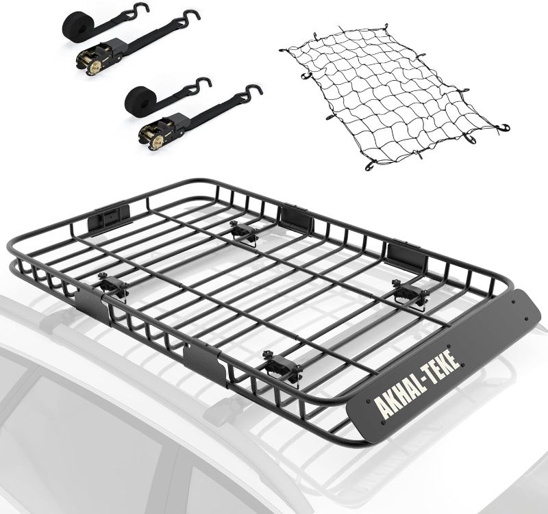 Photo 1 of 
AKHAL-TEKE Roof Rack Basket, Upgraded 64"x 39"x 4" Roof Rack Cargo Carrier with 3' X 4' Super Duty Bungee Cargo Net, 2 pcs Ratchet Strap...
Color:64" Cargo Basket + Net