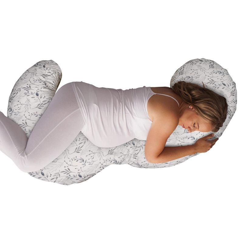 Photo 1 of 
Boppy Total Body Pregnancy Pillow with Easy-on Removable Pillow Cover in Gray Scattered Leaves for Full-body Support for Pregnancy and Postpartum Positioning
Color:Gray Scattered Leaves