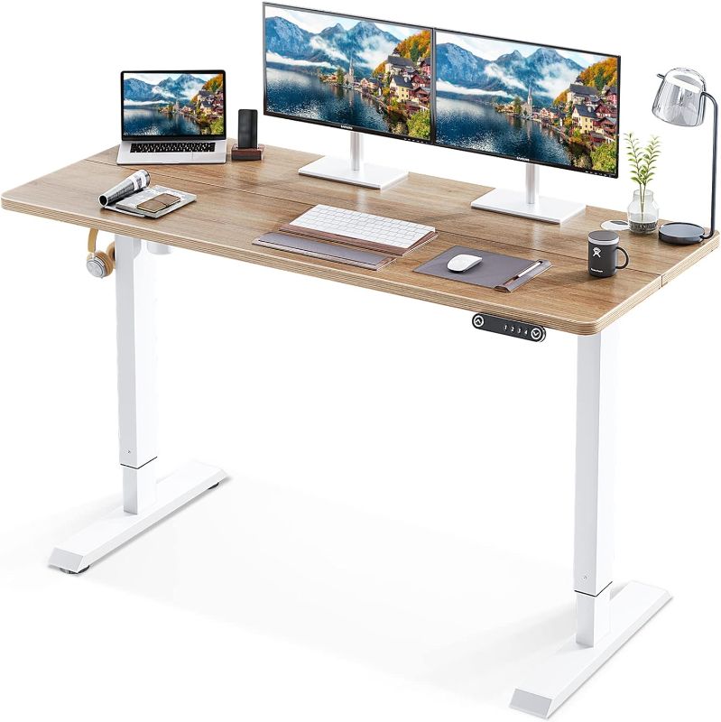 Photo 1 of 
Photo for Reference Only**KKL 55-inch Height Adjustable Electric Standing Desk, 55 x 28 Inches Stand Up Desk with Splice Board and Hook, Sit Stand Desk with Greige Top and White Frame
Color:Beige