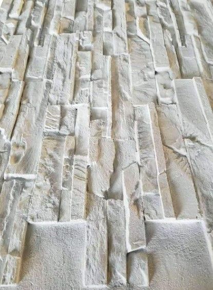 Photo 1 of 10 Pieces***3D Brick Wall Panels FRP Faux Stone Decorative Wall Tiles Wallpanel for Extrior and Interior Wall Art, Matt White (1 Box, 44" X 28"/pcs, Reef Brick,...