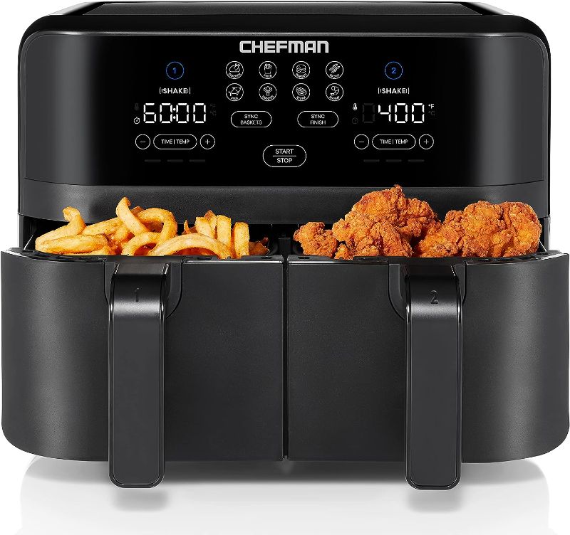 Photo 1 of 
Chefman TurboFry Touch Dual Air Fryer, Maximize The Healthiest Meals With Double Basket Capacity, One-Touch Digital Controls And Shake Reminder For The...
Size:9 QT + Dual Basket
Pattern Name:Air Fryer