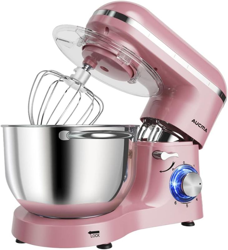 Photo 1 of 
Aucma Stand Mixer,6.5-QT 660W 6-Speed Tilt-Head Food Mixer, Kitchen Electric Mixer with Dough Hook, Wire Whip & Beater (6.5QT, Pink)
Size:6.5QT
Color:Pink