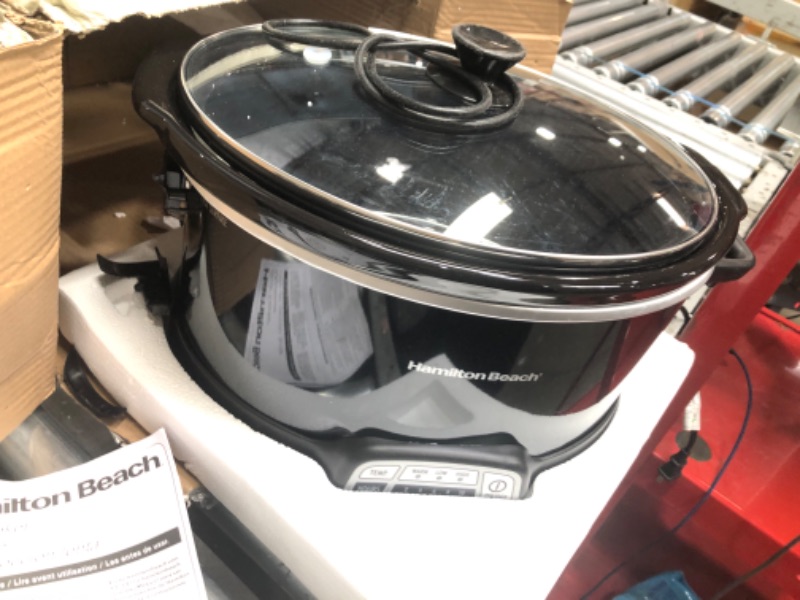 Photo 3 of *Review Notes* Hamilton Beach Programmable Slow Cooker with Three Temperature Settings, 7-Quart + Lid Latch Strap, black