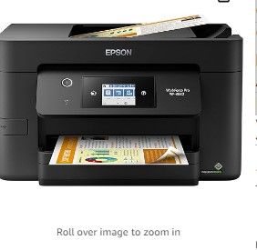 Photo 1 of Epson Workforce Pro WF-3820 All-in-One Wireless Color Inkjet Printer Home Office, Black - Print Scan Copy Fax - 21 ppm, 4800 x 2400 dpi, 2.7" Touchscreen, Auto Duplex Printing, 35-Sheet ADF, Ethernet
