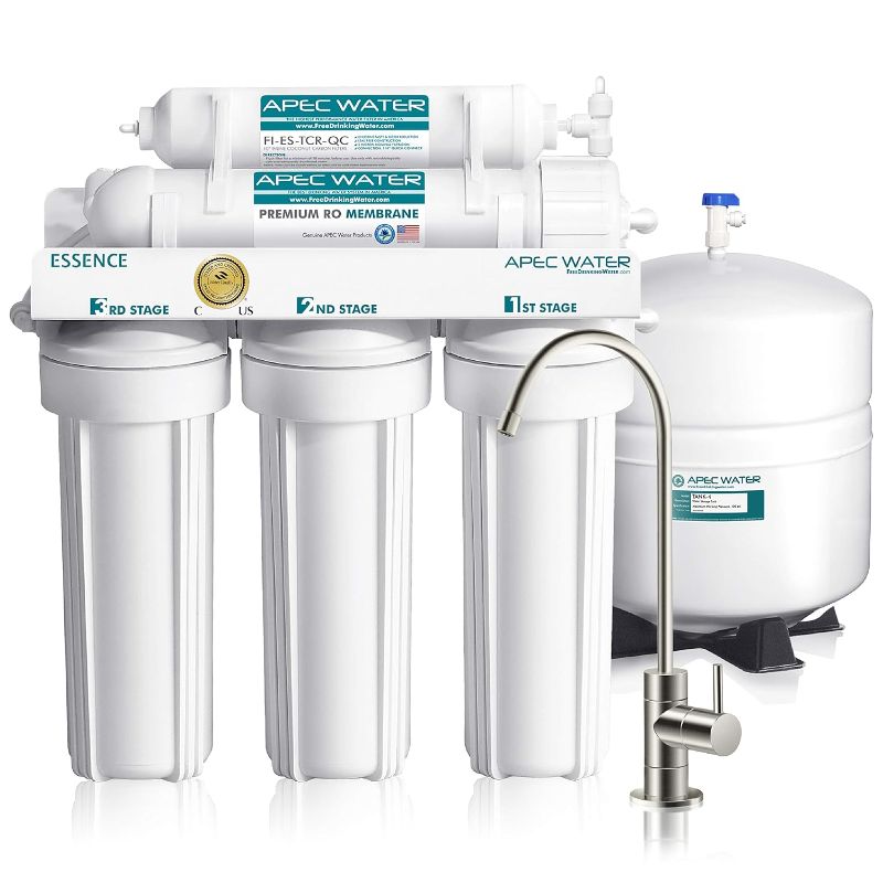 Photo 1 of 
APEC Water Systems ROES-50 Essence Series Top Tier 5-Stage WQA Certified Ultra Safe Reverse Osmosis Drinking Water Filter System
Style:50 GPD