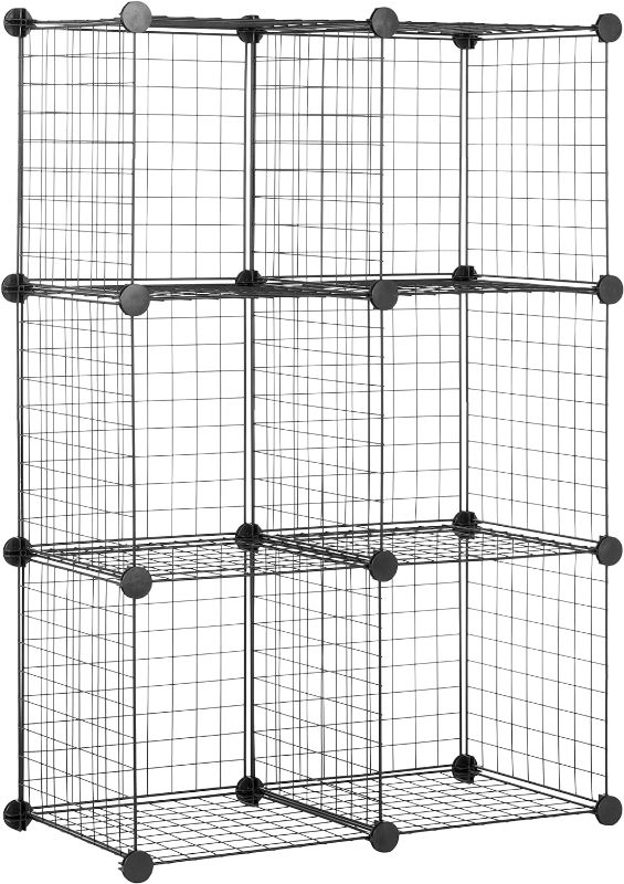 Photo 1 of 
Amazon Basics 6 Cube Wire Grid Storage Shelves, Stackable Cubes, Black, 14"D x 14"W x 14"H
Size:6 Cube
Color:Black
Number of Items:1