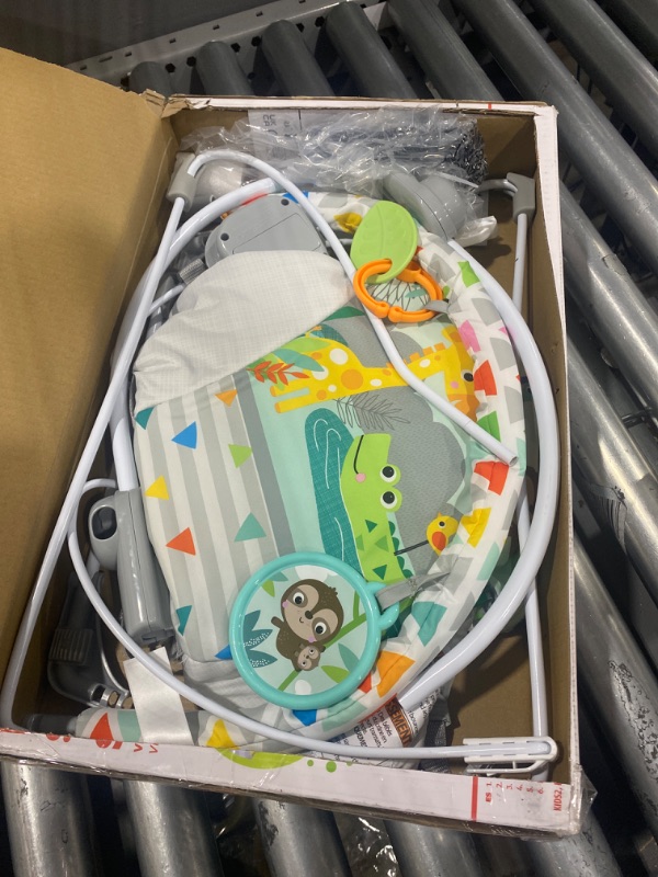 Photo 2 of Bright Starts Safari Fun 3-Point Harness Vibrating Baby Bouncer with Toy bar