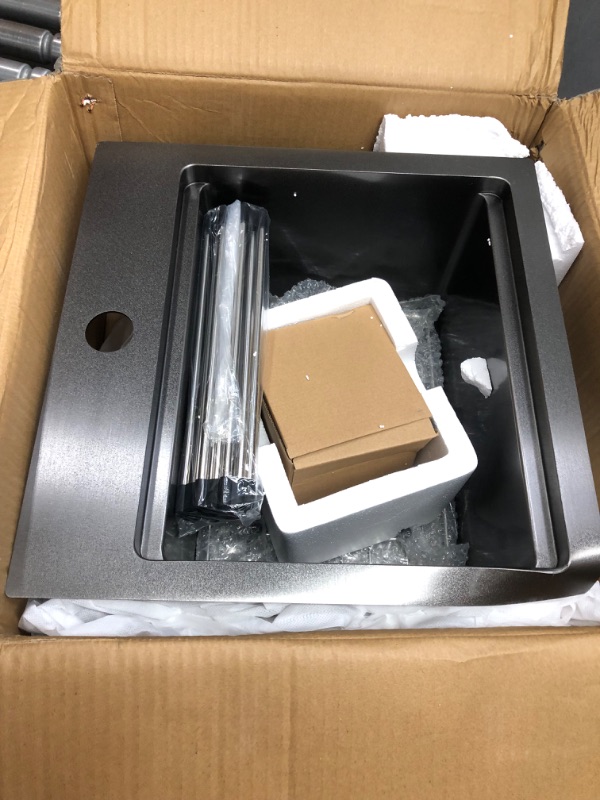 Photo 1 of 15 Inch Bar Sink Drop In-SOMRXO 15"×15" Drop In Bar Sink Workstation Ledge RV Sink 16 Gauge 304 Matte Black Stainless Steel Bar Sink Single Bowl Kitchen Sink Bar?Prep Sink With Accessories 15"(L) x 15"(W) x 9"(D) Matte Black
