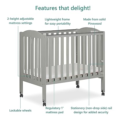 Photo 1 of [FOR PARTS, READ NOTES]
Dream On Me 2 in 1 Folding Portable Crib in Cool Grey, Greenguard Gold Certified , 40x26x38 Inch (Pack of 1)
